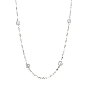 18K White Gold Diamond Station 18-Inch Necklace