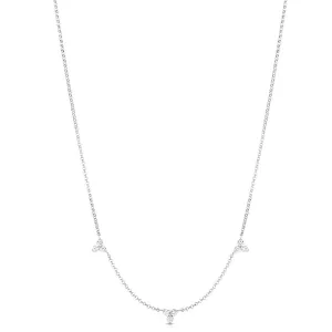 18K White Gold Diamonds by the Inch 3 Station Flower Necklace