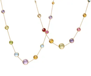 18K YELLOW GOLD LONG GEMSTONE NECKLACE FROM THE JAIPUR COLLECTION