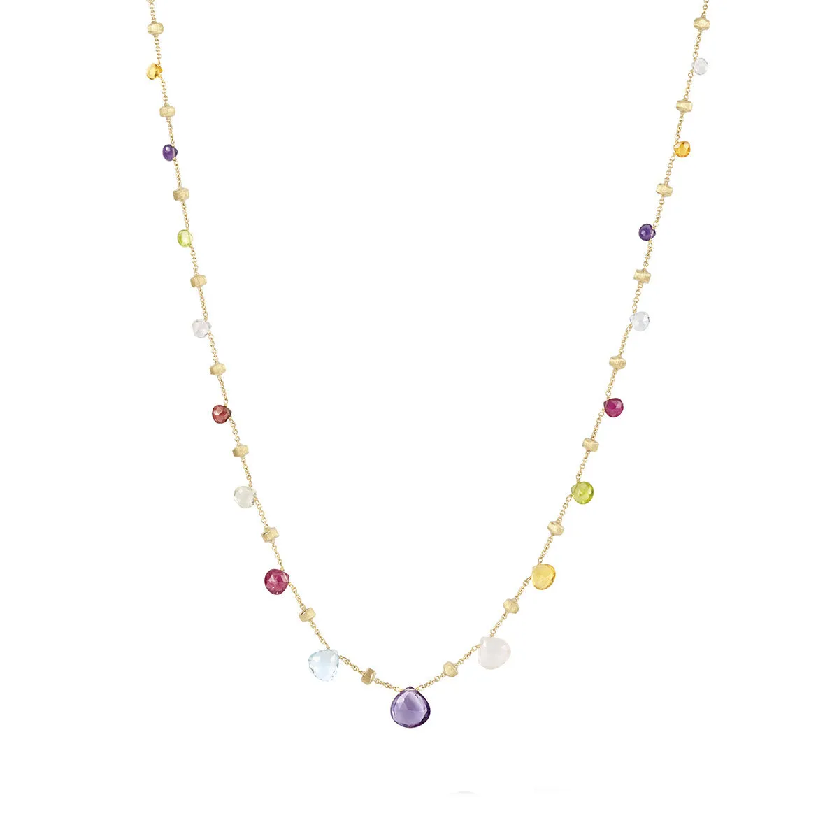 18k Yellow Gold Mixed Gemstone Graduated Short Necklace