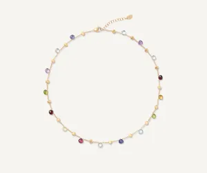 18K Yellow Gold Single-Strand Gemstone Necklace