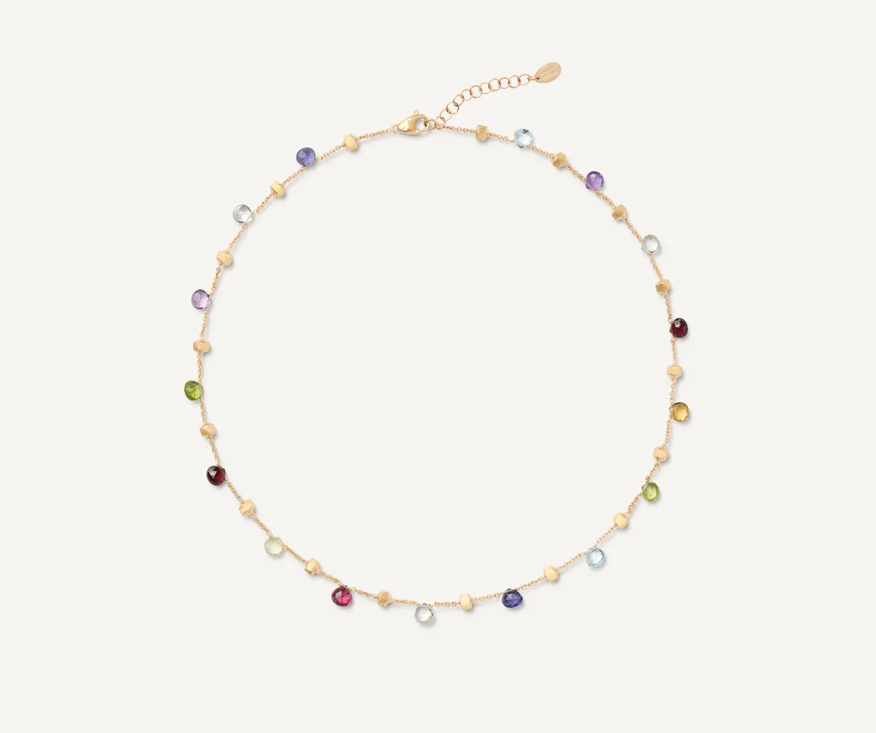 18K Yellow Gold Single-Strand Gemstone Necklace