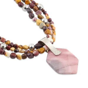 18" Sterling Silver and Mookaite Beads Necklace