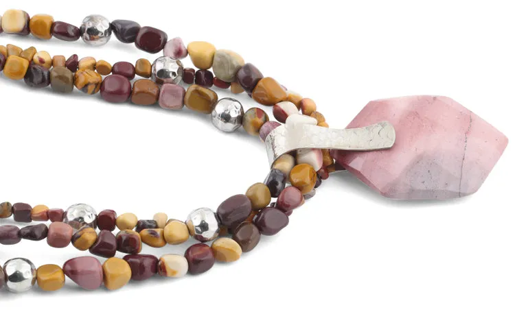 18" Sterling Silver and Mookaite Beads Necklace