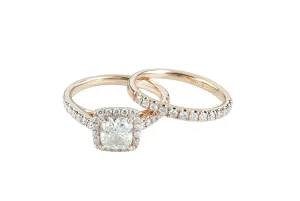 2 ctw Cushion Cut Diamond Wedding Set 18k Rose Gold