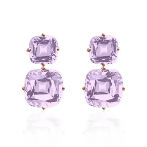 2-Tier Lavender Amethyst Cushion-Cut Earrings