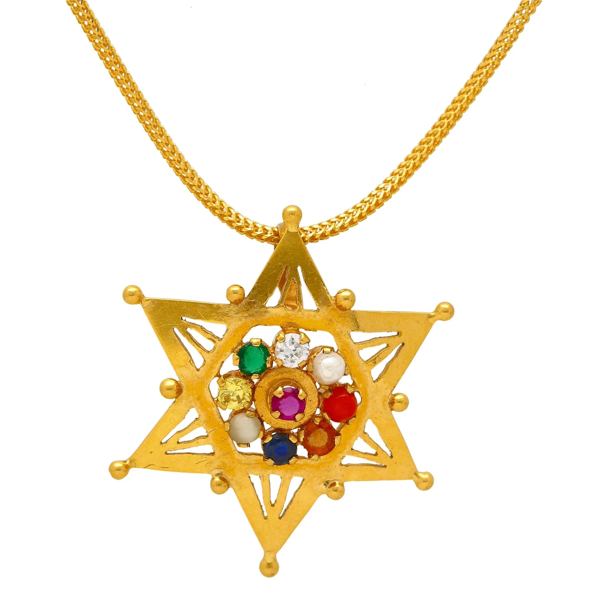 22K Gold Colorful Satkona Pendant