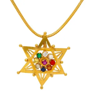 22K Gold Colorful Satkona Pendant