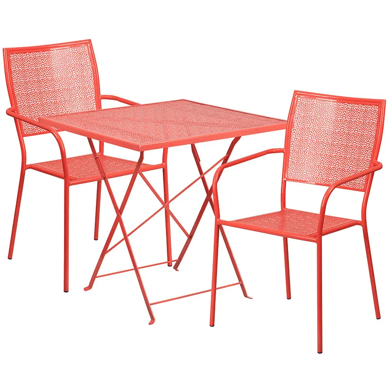 28SQ Coral Fold Patio Set CO-28SQF-02CHR2-RED-GG