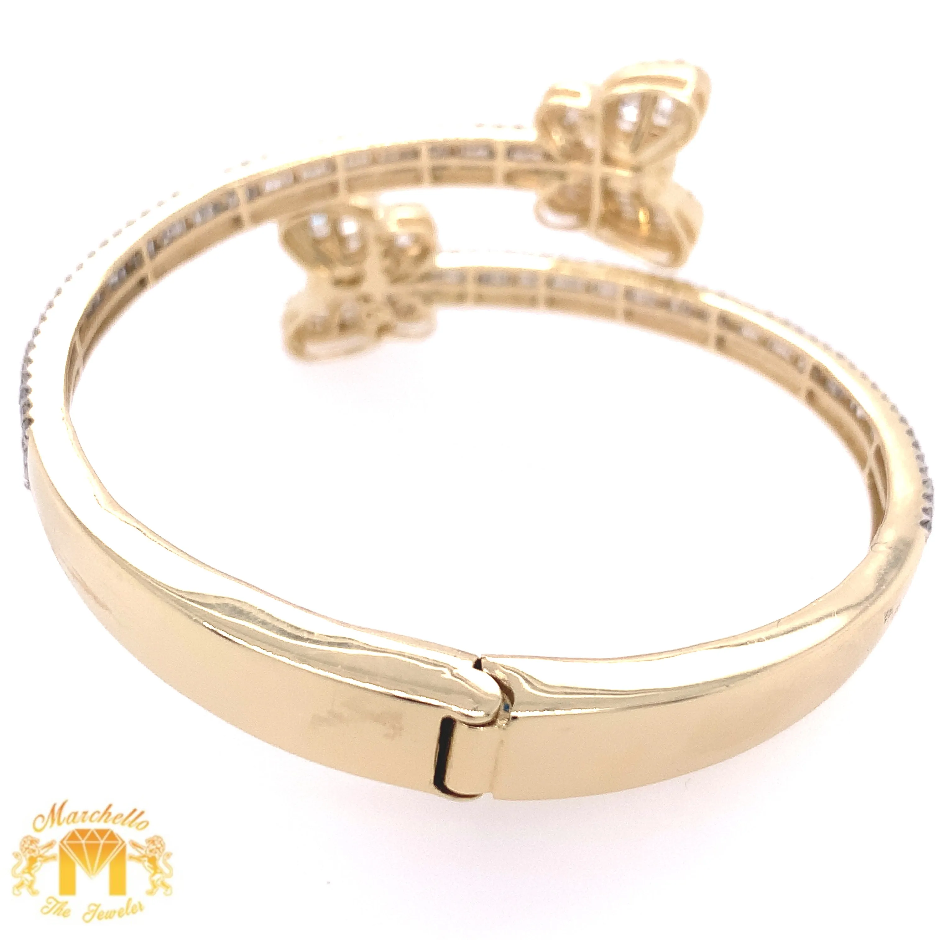 4.15ct Diamond and Gold Twin Butterflies Bangle Bracelet