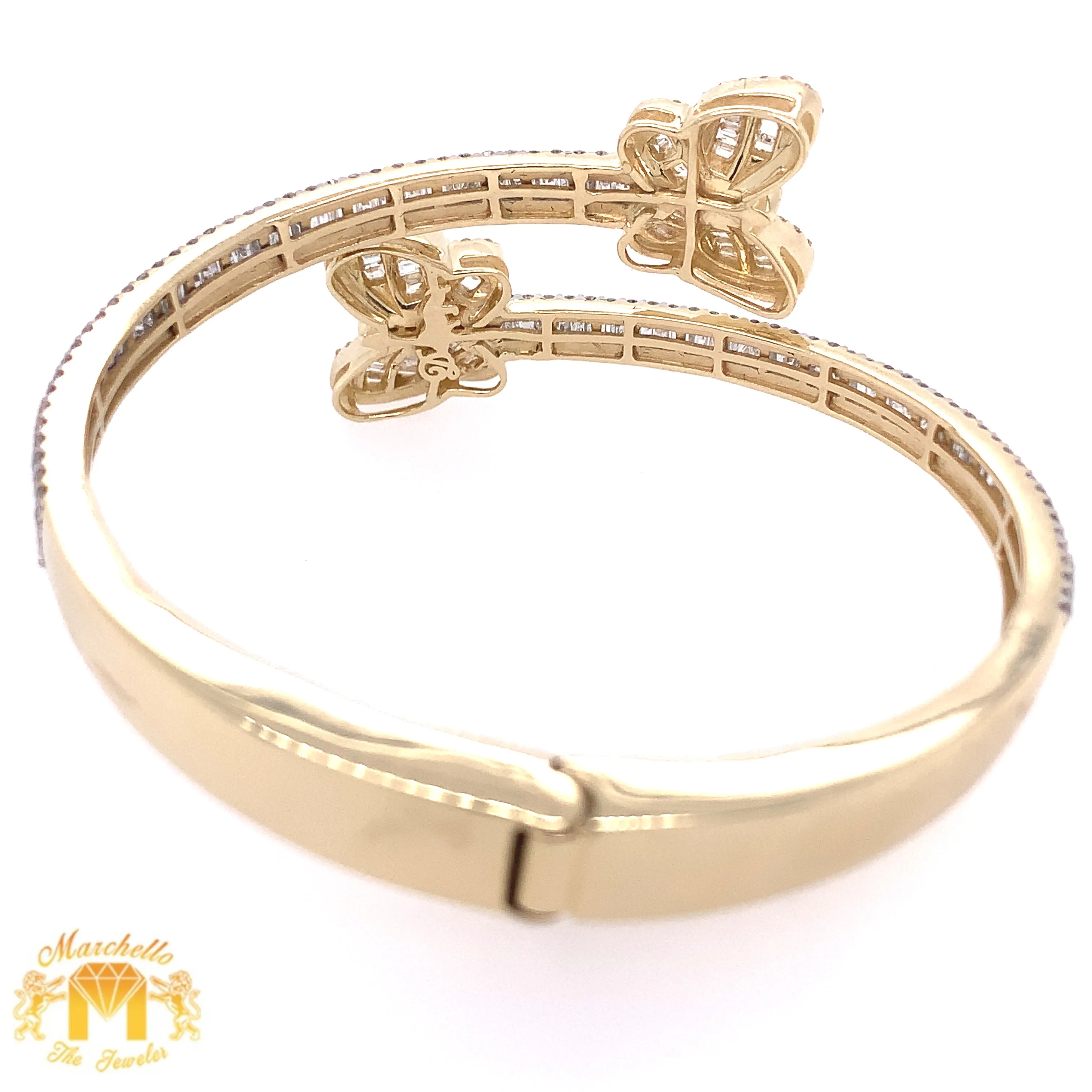 4.15ct Diamond and Gold Twin Butterflies Bangle Bracelet