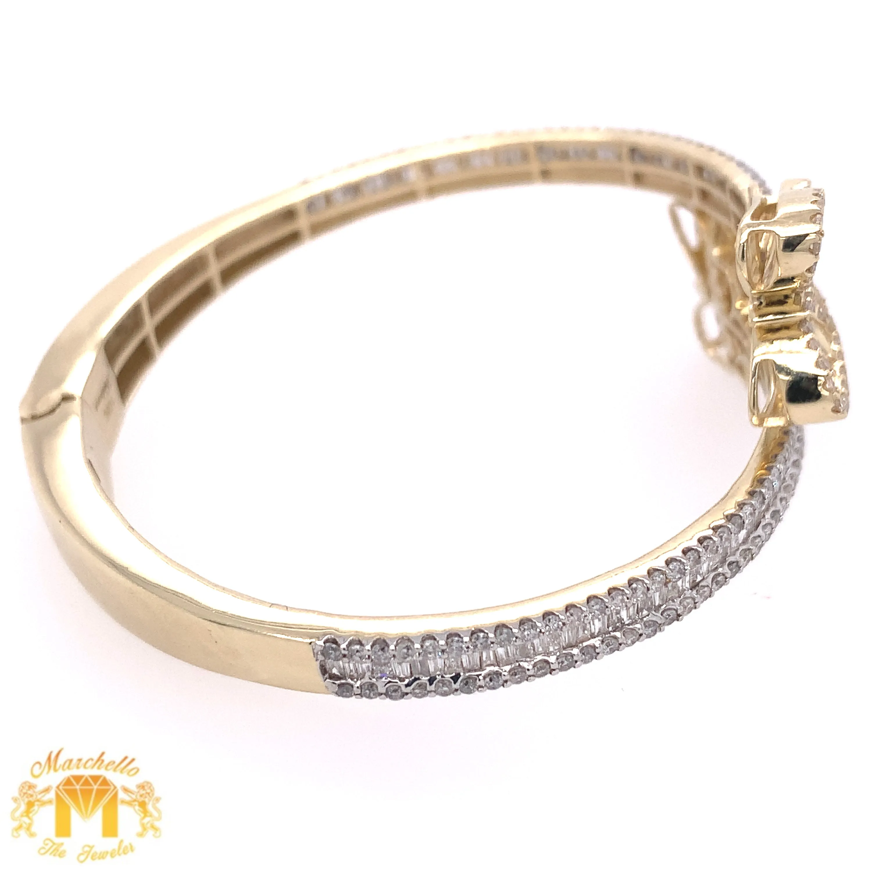 4.15ct Diamond and Gold Twin Butterflies Bangle Bracelet