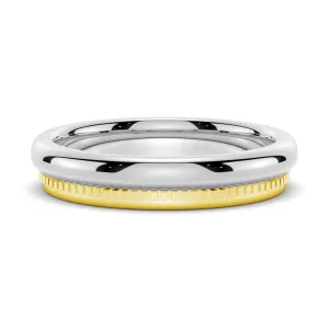 4.4mm Polished Finish Two-Tone Men's Wedding Band With Milgrain Edge