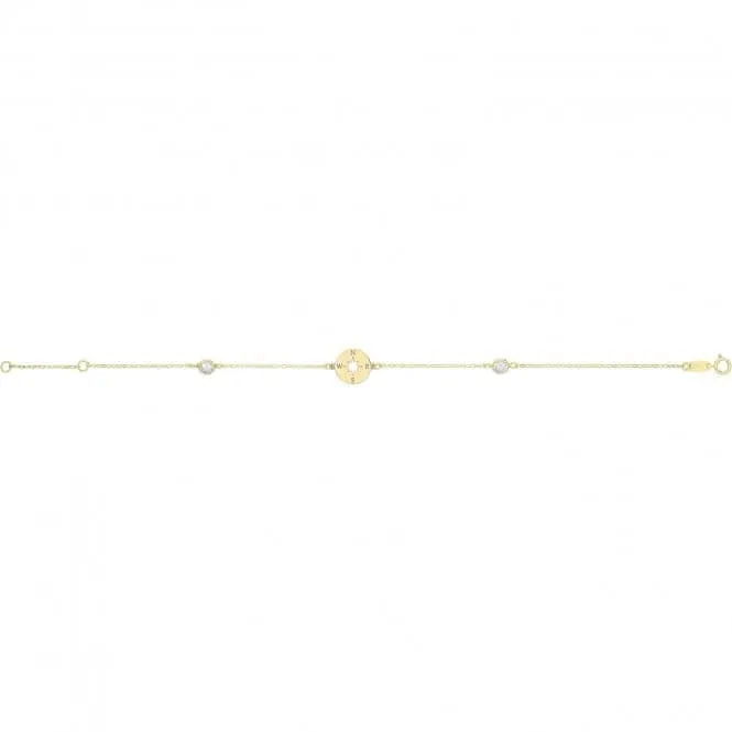 9ct Gold Compass Bracelet with Zirconia Stones