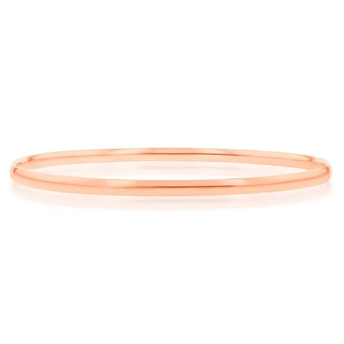 9ct Rose Gold 3mm Half round 65mm Bangle