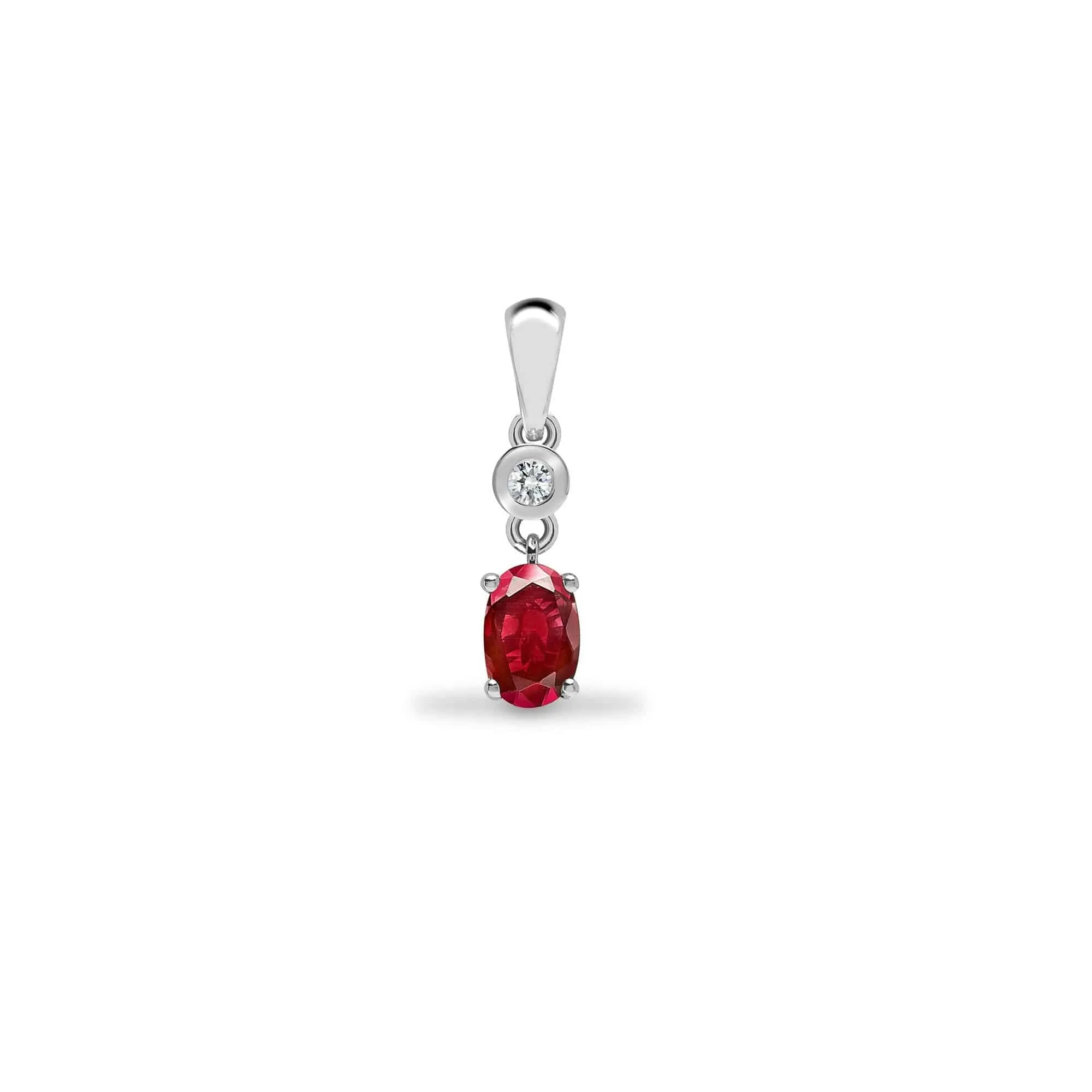 9ct White Diamonds -4pts Ruby -63pts  Drop Pendant