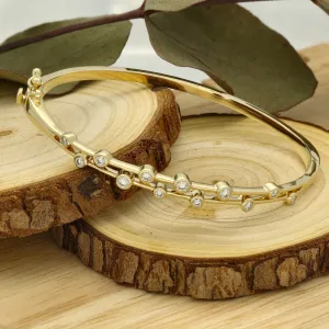 9ct Yellow Gold Bezel Set Diamond Bubble Bangle Bracelet