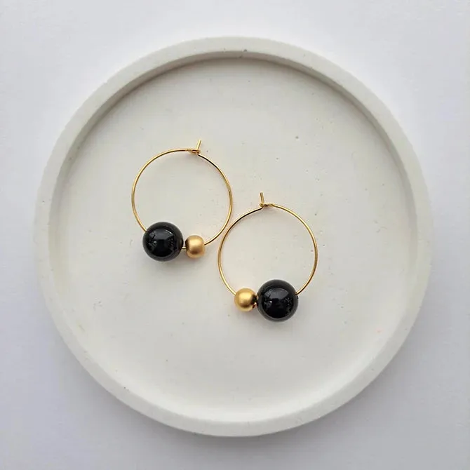 Abacus Ball & Stone Hoops | by brass bold