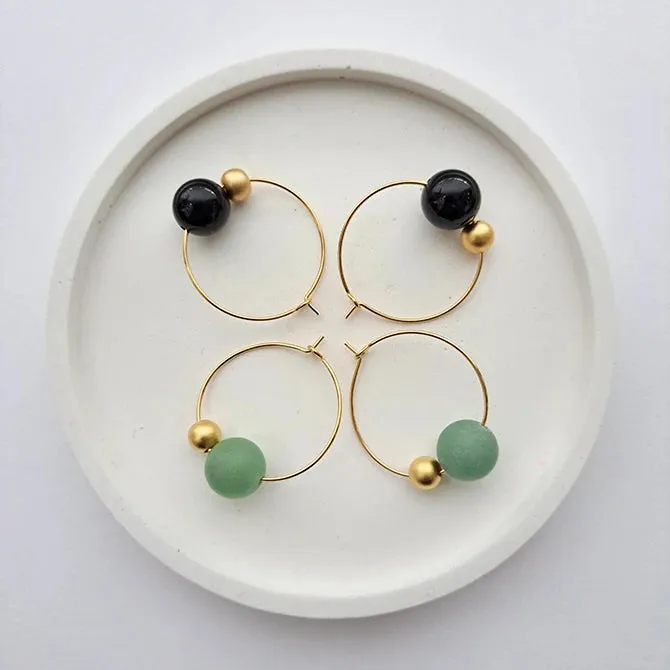 Abacus Ball & Stone Hoops | by brass bold