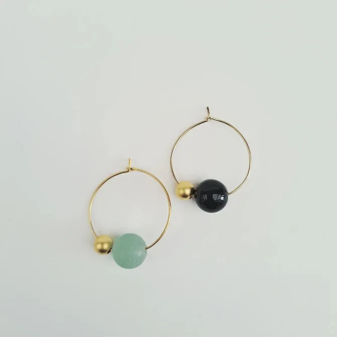 Abacus Ball & Stone Hoops | by brass bold