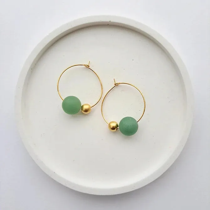 Abacus Ball & Stone Hoops | by brass bold