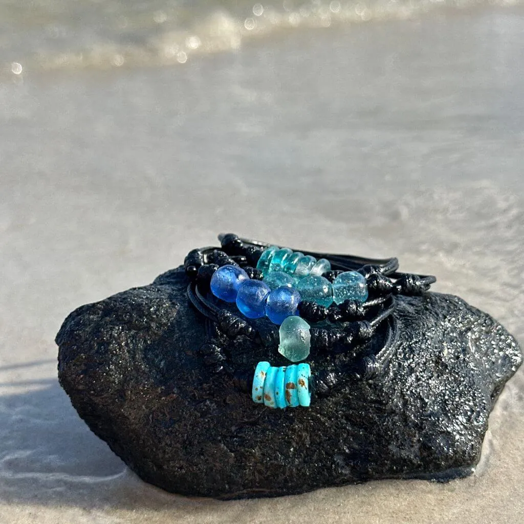 African Glass Ocean Blue Bracelet