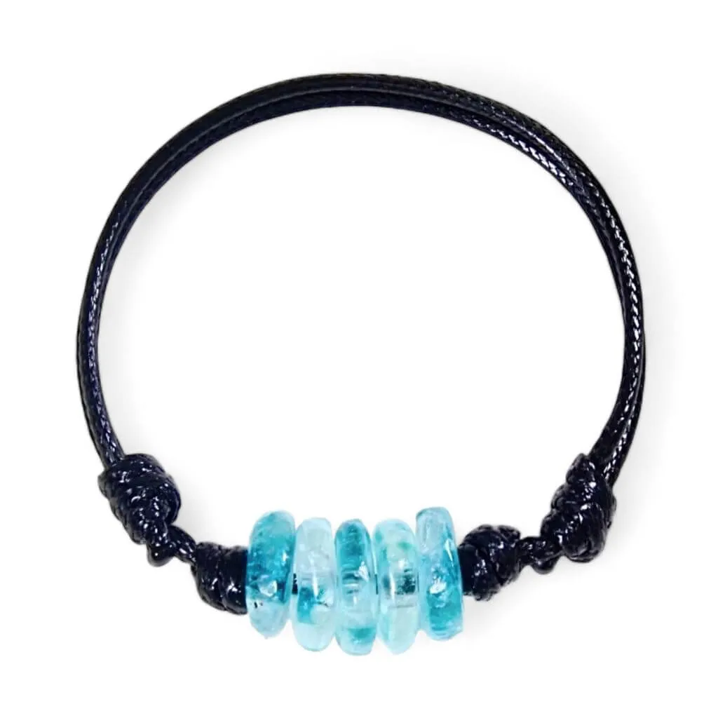 African Glass Ocean Blue Bracelet