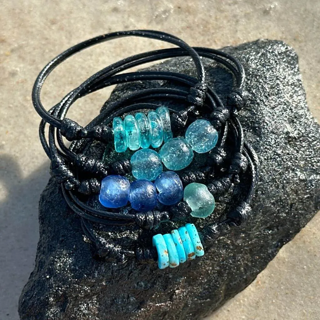 African Glass Ocean Blue Bracelet