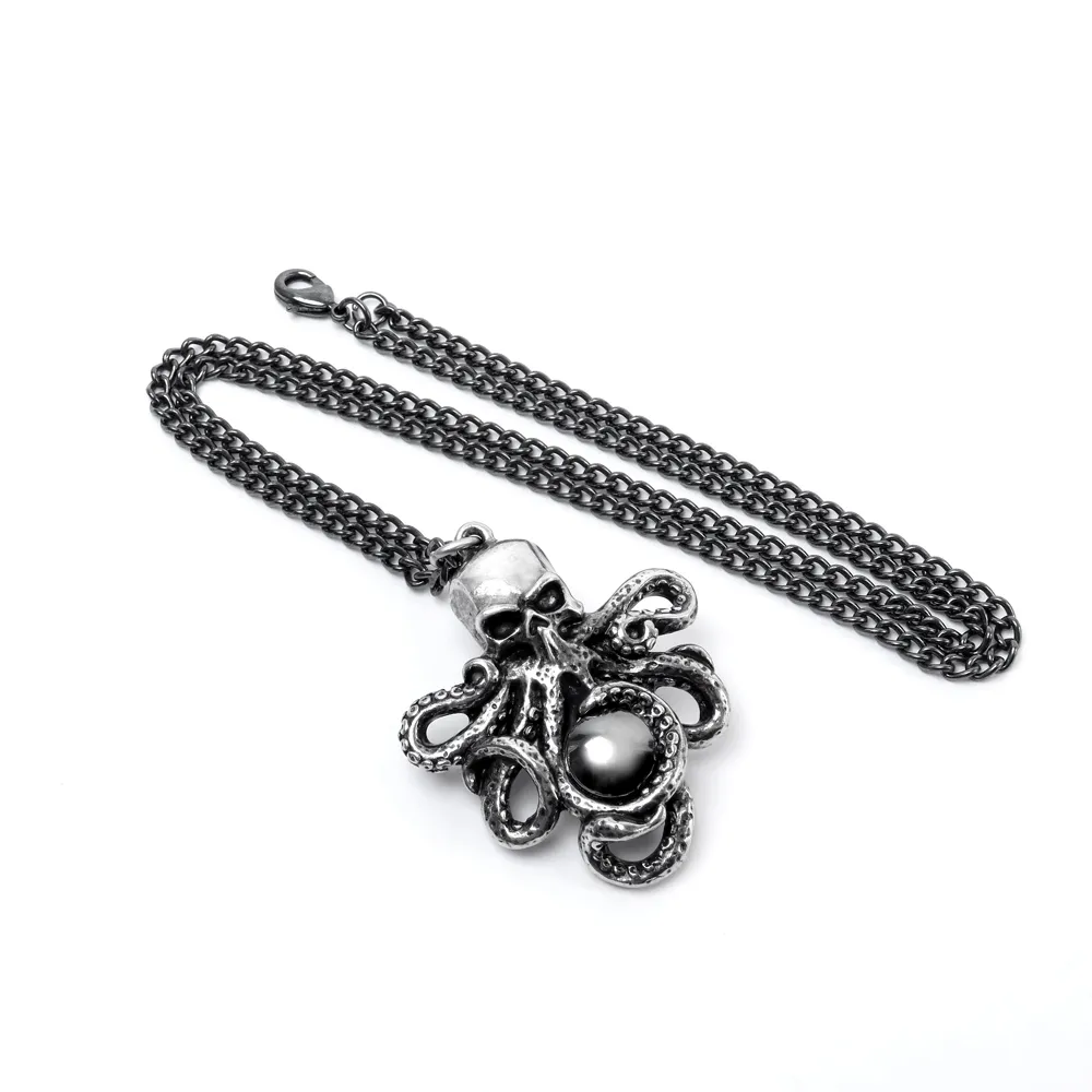 ALCHEMY OF ENGLAND SKULL HEAD OCTOPUS NECKLACE