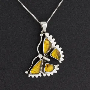 Amber Butterfly Pendant Necklace