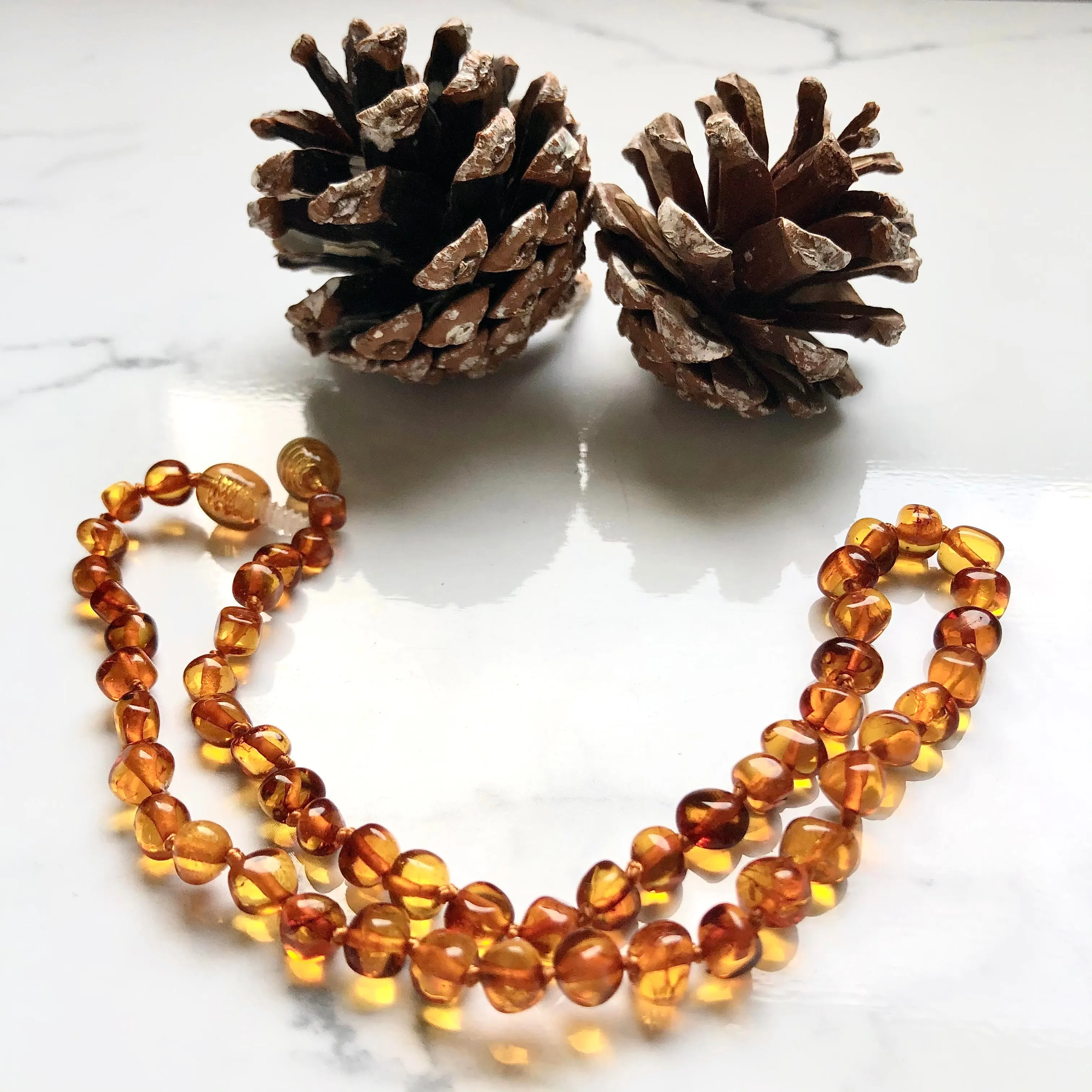 Amber Teething Necklace for Babies and Toddlers - Natural Solution for Teething Pain Relief