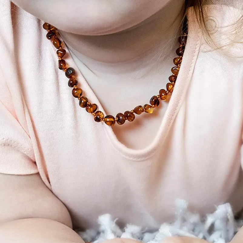 Amber Teething Necklace for Babies and Toddlers - Natural Solution for Teething Pain Relief