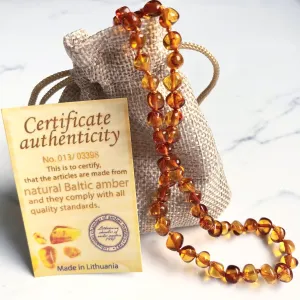 Amber Teething Necklace for Babies and Toddlers - Natural Solution for Teething Pain Relief