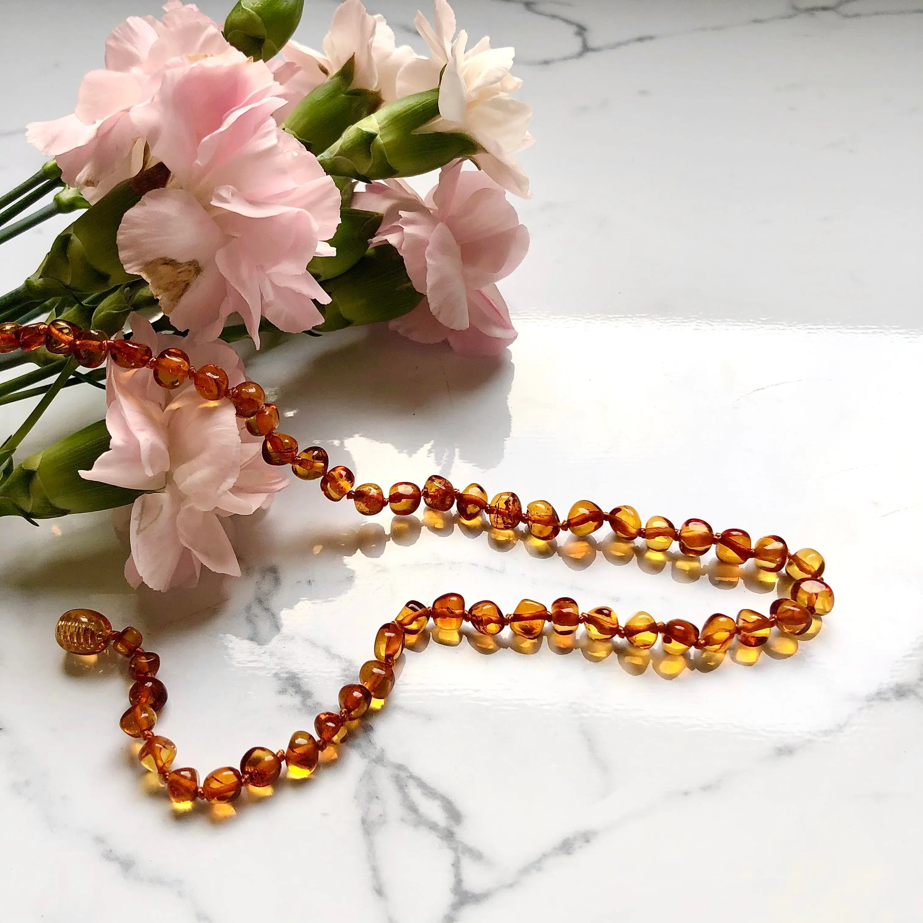 Amber Teething Necklace for Babies and Toddlers - Natural Solution for Teething Pain Relief