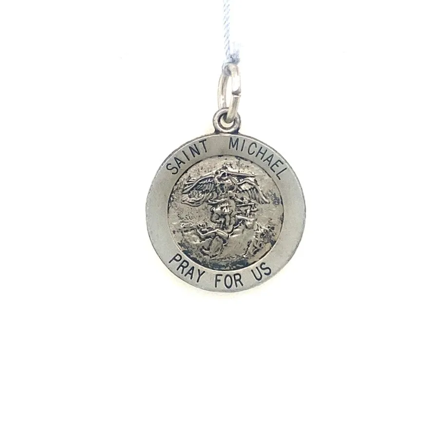 Antique Finish Round St. Michael Medal