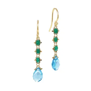 Apatite & Emerald Drop Earrings - "Woodland Stream"