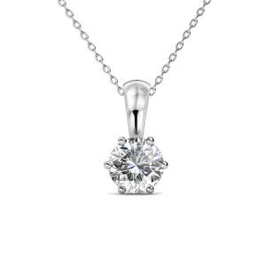 April Birthstone Diamond Necklace, 18k White Gold Plated Solitaire Necklace with 1CT Crystal