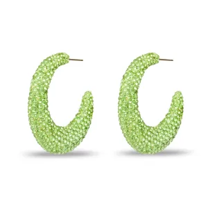 Archer Pave Hoop Earrings in Chartreuse