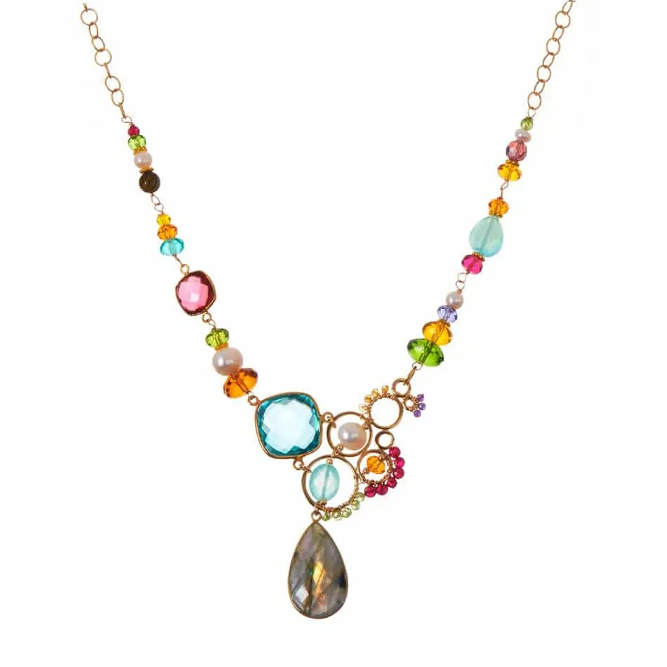 Arianna Large Bubble Colorful Gemstone Necklace