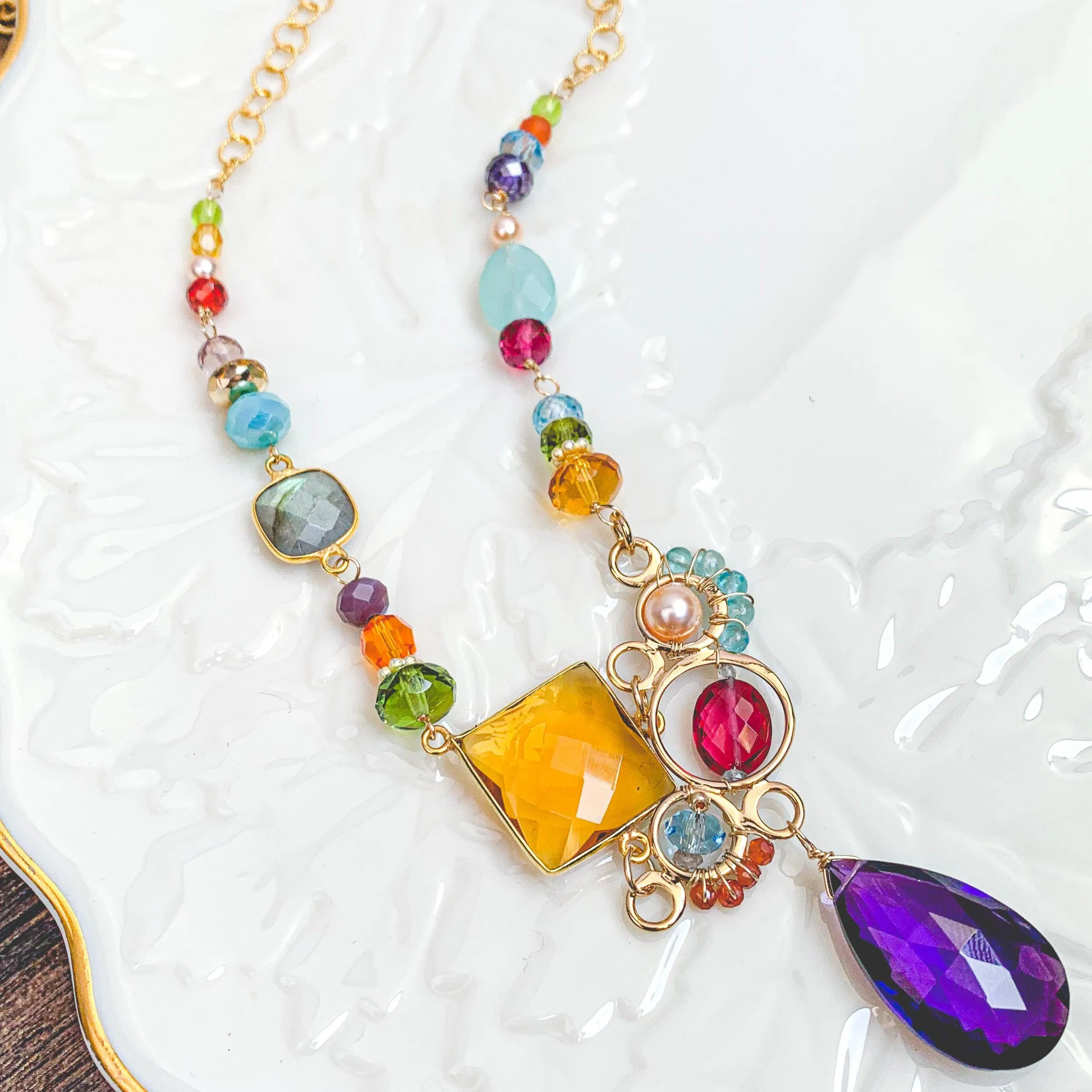 Arianna Large Bubble Colorful Gemstone Necklace