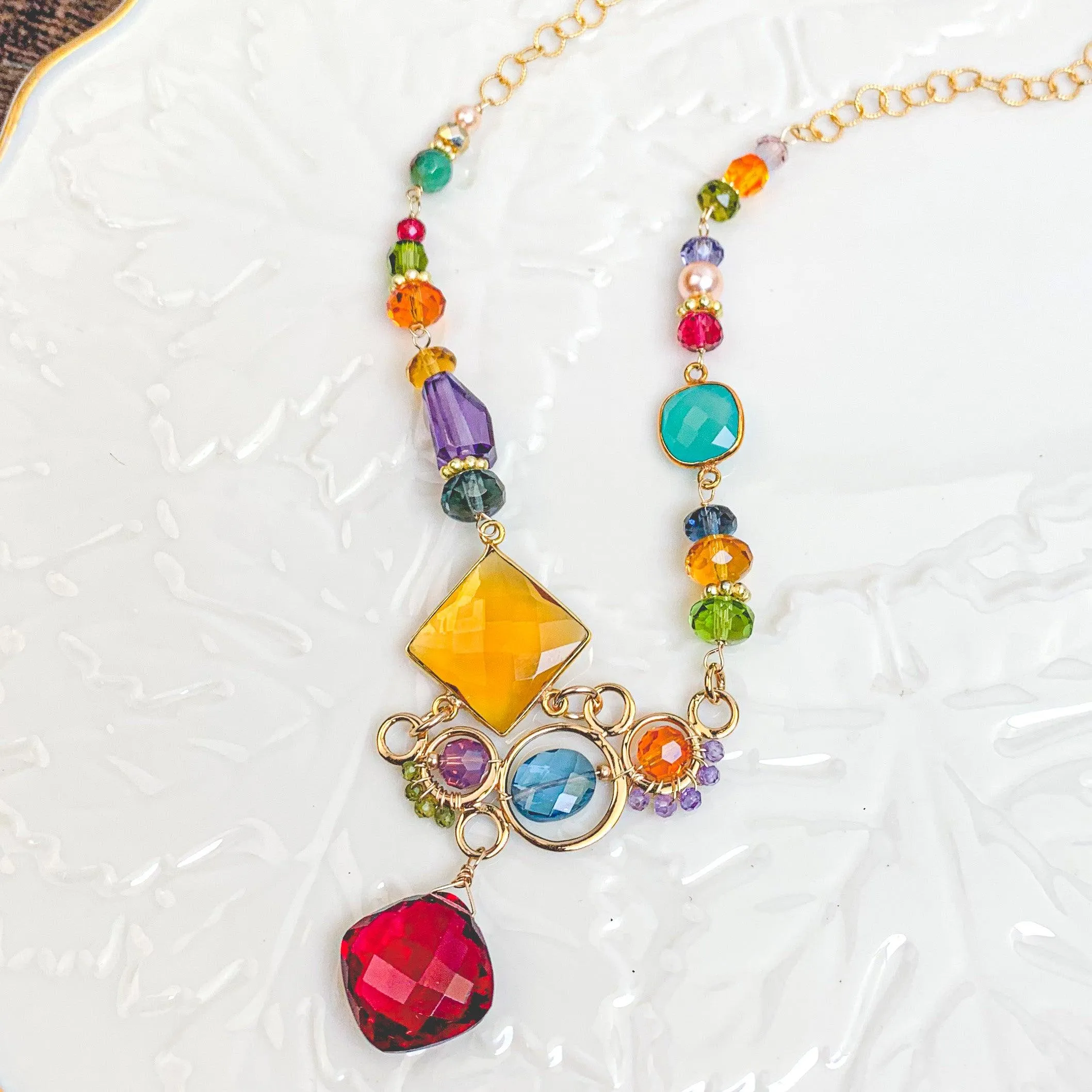 Arianna Large Bubble Colorful Gemstone Necklace