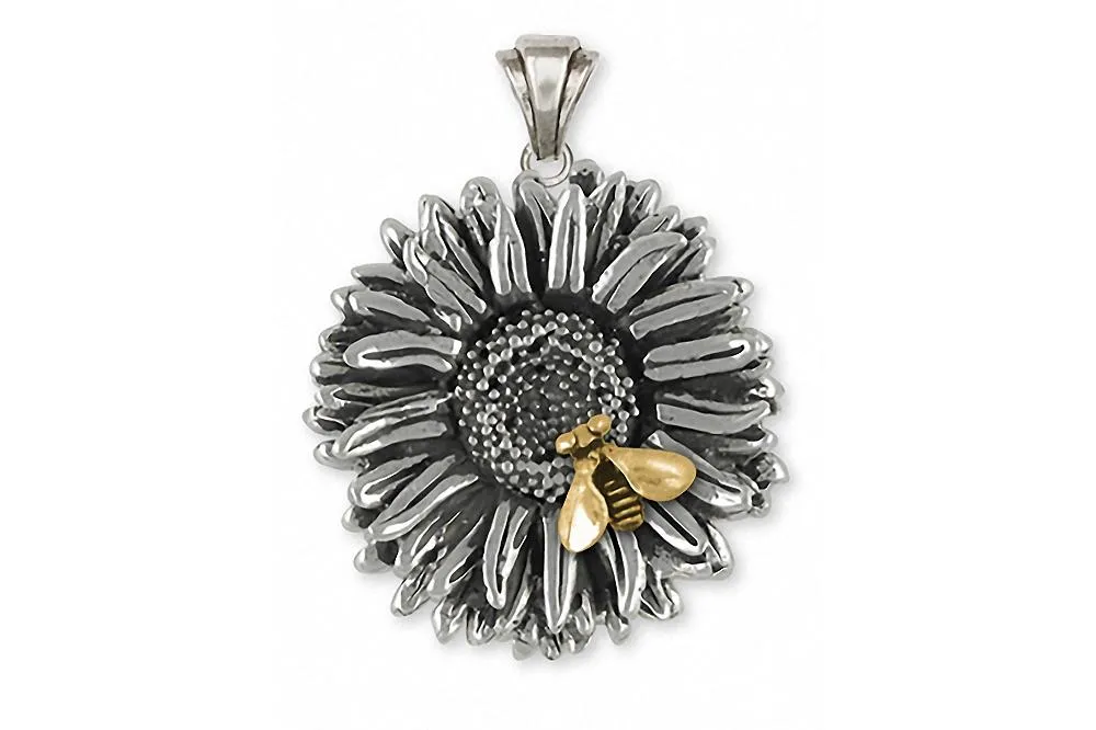 Aster Pendant Jewelry Silver And 14k Gold Handmade Flower Pendant AST2-TNP