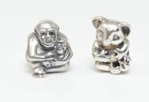 Authentic Pandora ALE RARE Mother Chimp & Koala Sterling Silver Charms Set