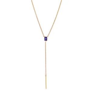 Baguette Lariat, Iolite, Gold