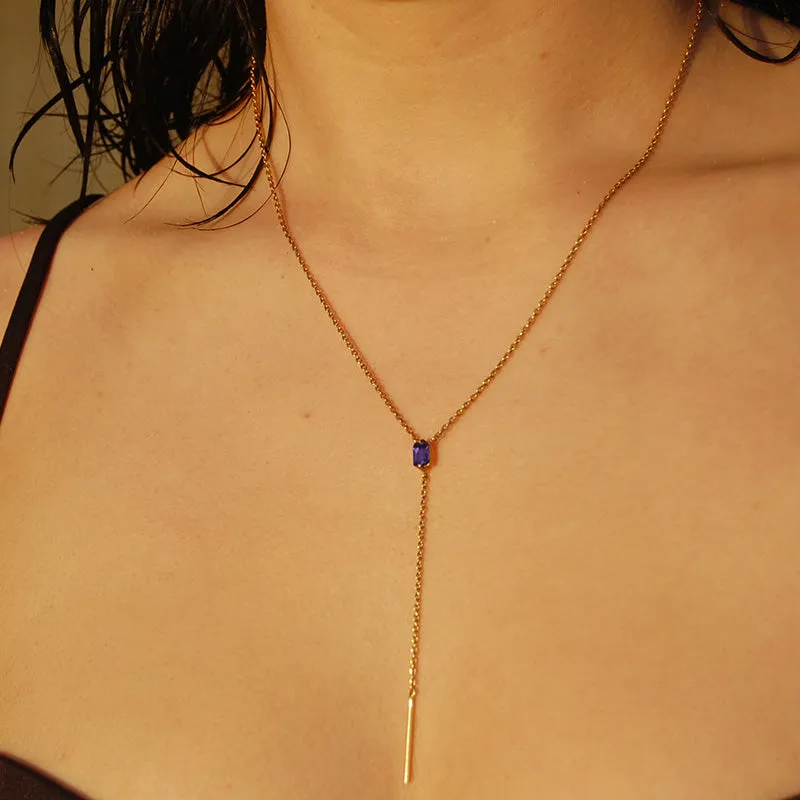 Baguette Lariat, Iolite, Gold