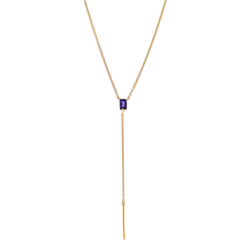 Baguette Lariat, Iolite, Gold