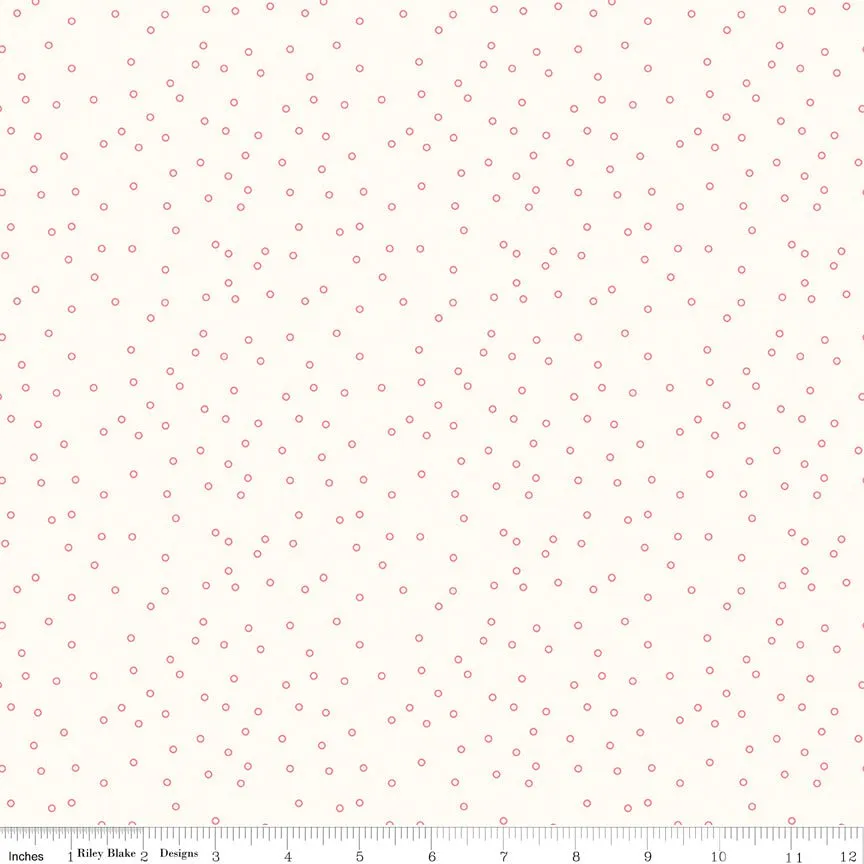 Bee Backgrounds Tiny Circle Coral Yardage by Lori Holt | Riley Blake Designs