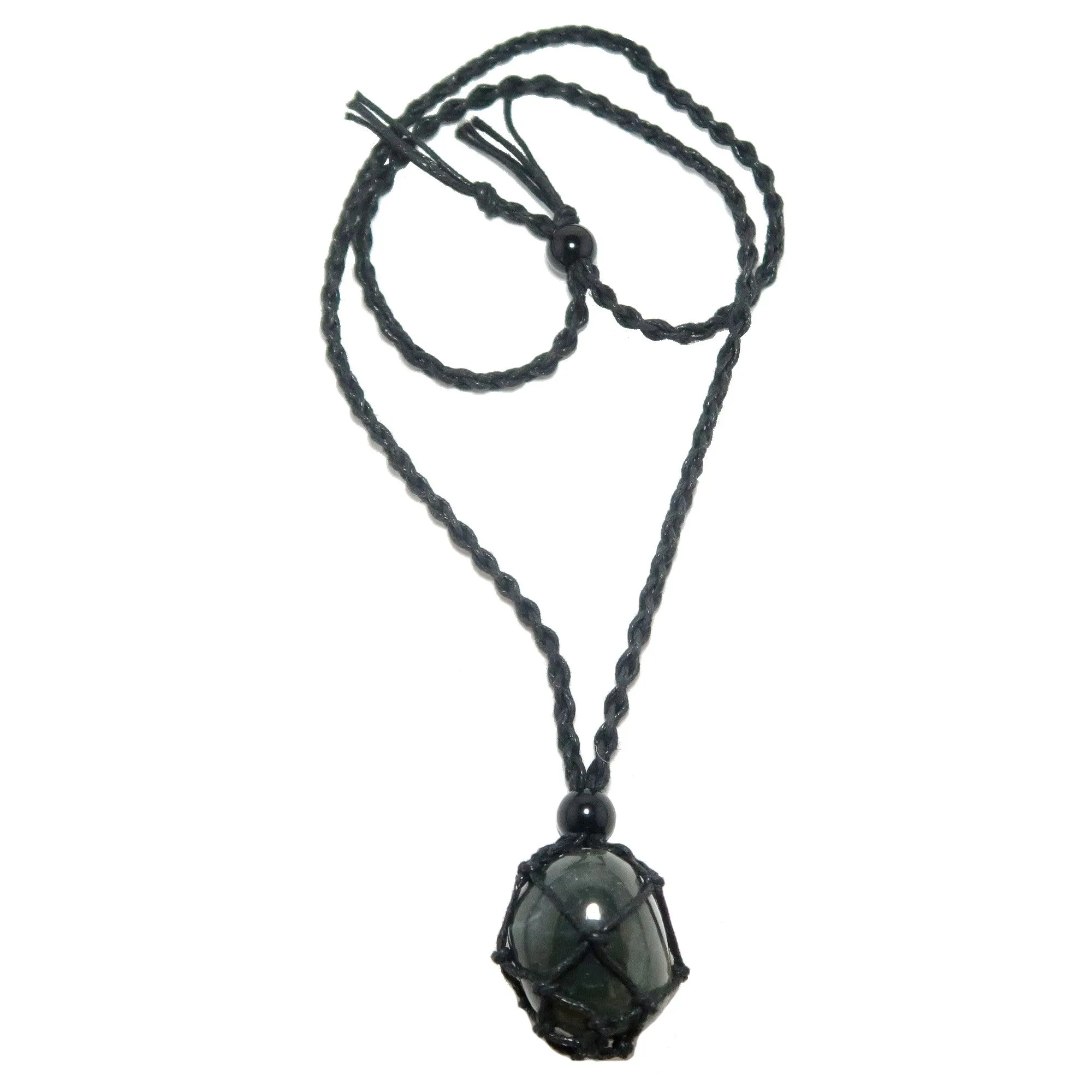 Bloodstone Necklace Carry Courage Tumbled Stone Macrame