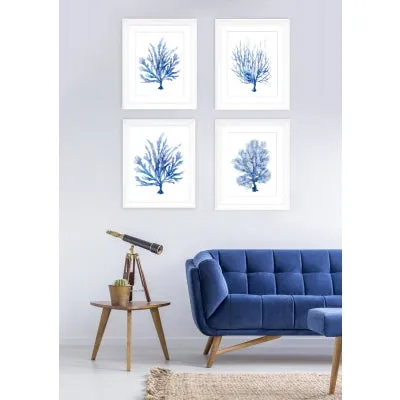 Blue Coral Print Set of 4