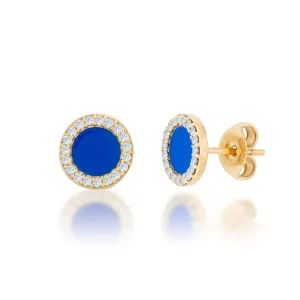 Blue Diamond Halo Earrings